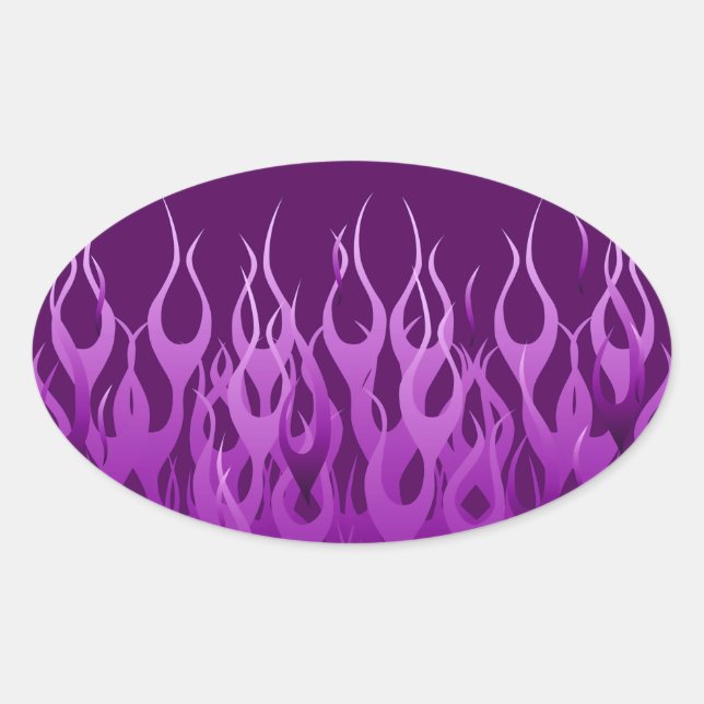 Cool Purple Racing Flames Pin Stripes Oval Sticker (Front)