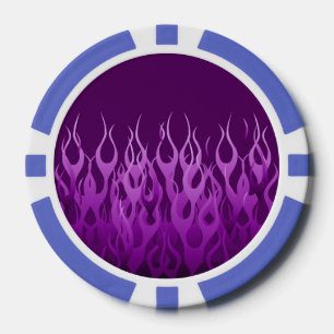 Cool Purple Racing Flames Pin Stripes Poker Chips