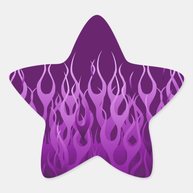 Cool Purple Racing Flames Pin Stripes Star Sticker (Front)
