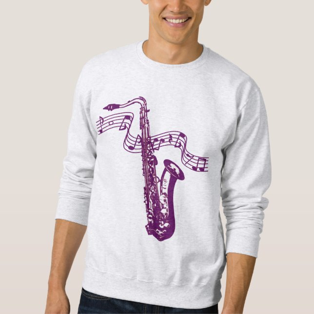 Cool Purple Saxophone and notes -Shirt Sweatshirt (Front)