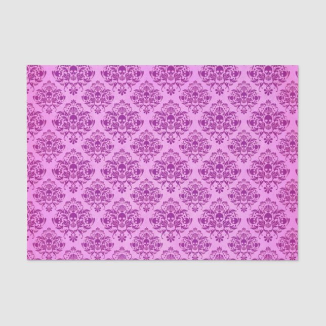 Cool Purple Skull Damask Wallpaper Pattern Tissue Paper (Front)