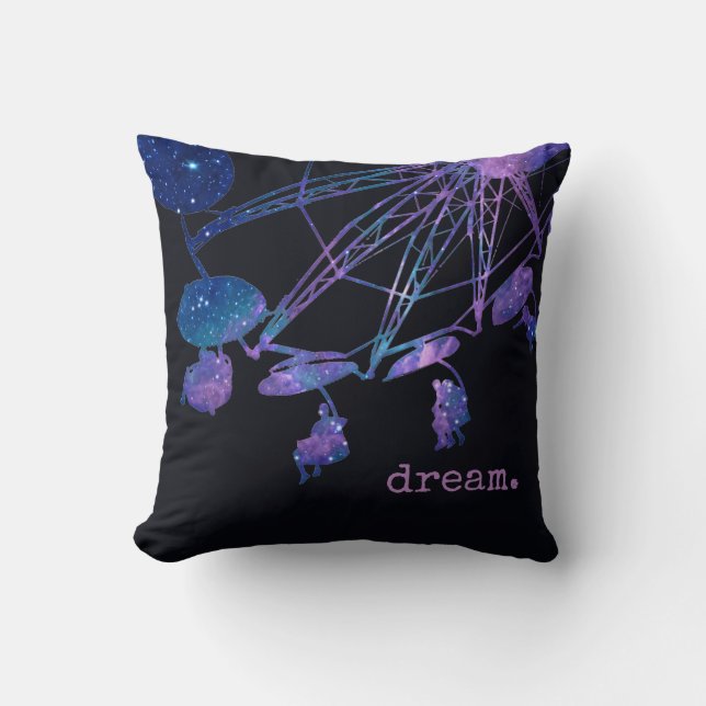 Cool Purple Space Nebula Stars Cosmic Fair Ride Throw Pillow (Front)