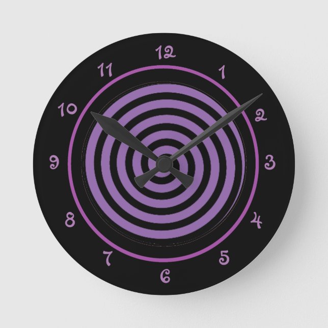 Cool Purple Spiral Vortex Round Clock (Front)