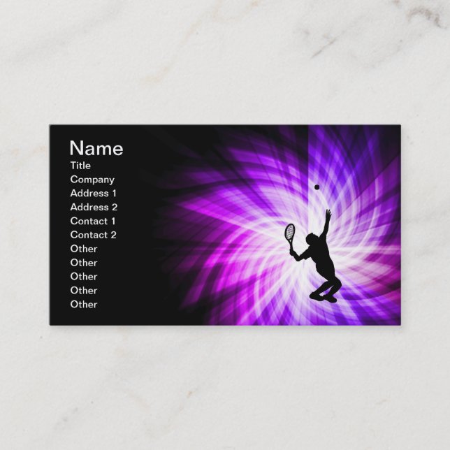 Cool Purple Tennis Business Card (Front)