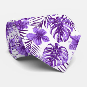 Cool purple white tropical floral  tie