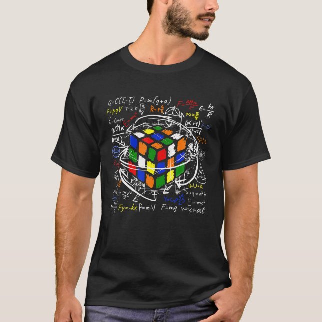 Cool Puzzle Cube Speed Cuber 80'S Retro Physics Ma T-Shirt (Front)
