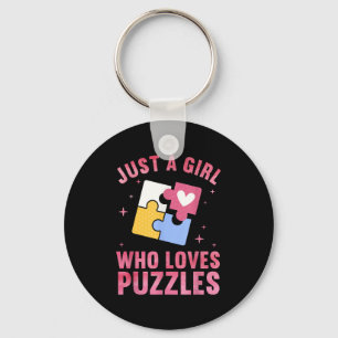 Cool Puzzle Design For Women Girls Jigsaw Lover Pu Keychain