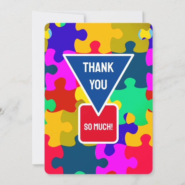 Cool Puzzle Pieces Thank You Card (Front)