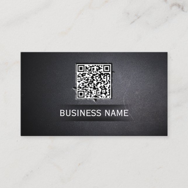 Cool QR Code Embed Dark Business Card (Front)