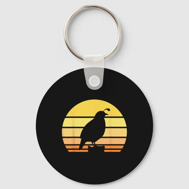 Cool Quail Art Men Women Bird Hunter Quail Upland  Keychain (Front)