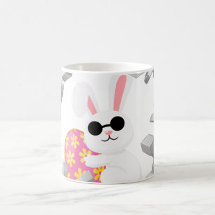 cool rabbit with colourful egg funny bunny coffee mug