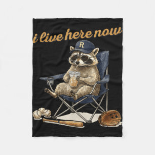 Cool raccoon coffee ballfield baseball field live fleece blanket
