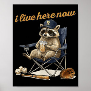 Cool raccoon coffee ballfield baseball field live poster