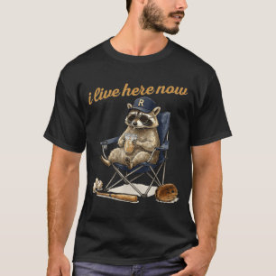 Cool raccoon coffee ballfield baseball field live T-Shirt