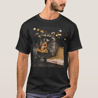 Cool Raccoon Eating Pizza Funny Animal T-Shirt