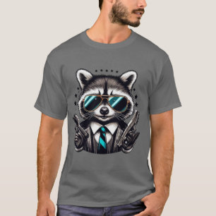 Cool Raccoon Gangster Funny Animal in Suit  T-Shirt