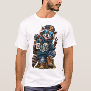 Cool Raccoon Hiker Good Vibes Adventure T-Shirt