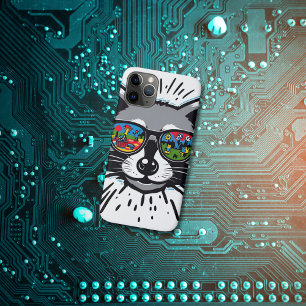 Cool Raccoon Sunglasses Colourful Art Design iPhone 11 Pro Case