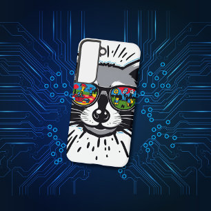 Cool Raccoon Sunglasses Colourful Art Design Samsung Galaxy Case