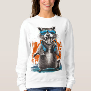 Cool Raccoon with Headphones Sweatshirt