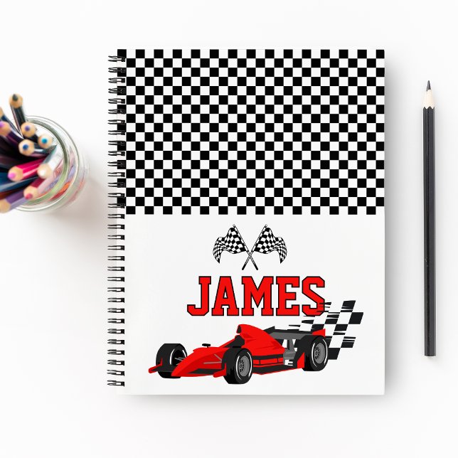 Cool Race Car Boy Custom Name Personalized  Notebook (Creator Uploaded)