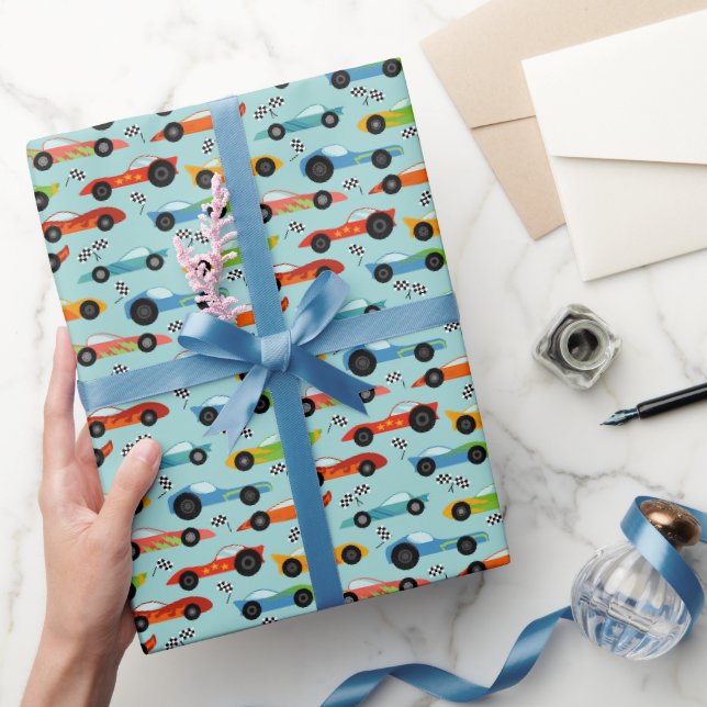 Cool Race Cars Kids Birthday Wrapping Paper (Gifting)