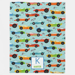Cool Race Cars Personalized Kids Fleece Blanket