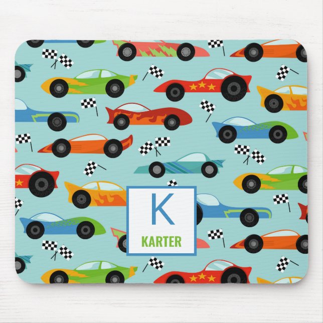 Cool Race Cars Personalized Kids Mouse Pad (Front)