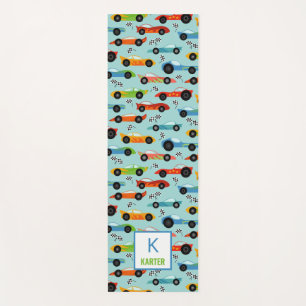 Cool Race Cars Personalized Kids Yoga Mat