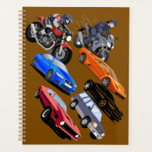 Cool Racing Cars and Motorcycles Pattern Notebook