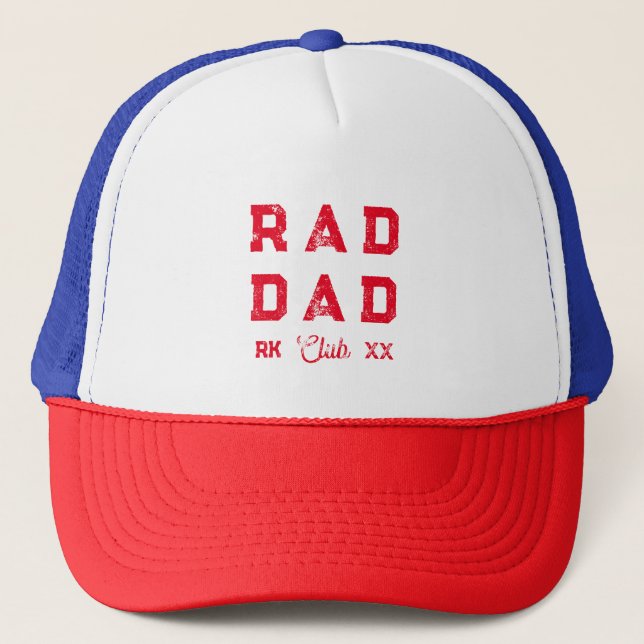 Cool Rad Dad Club Monogram Funny Father's Day Trucker Hat (Front)