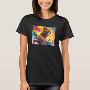 Cool Rainbow Cat LGBT Sunglasses Bisexual Funny Ki T-Shirt