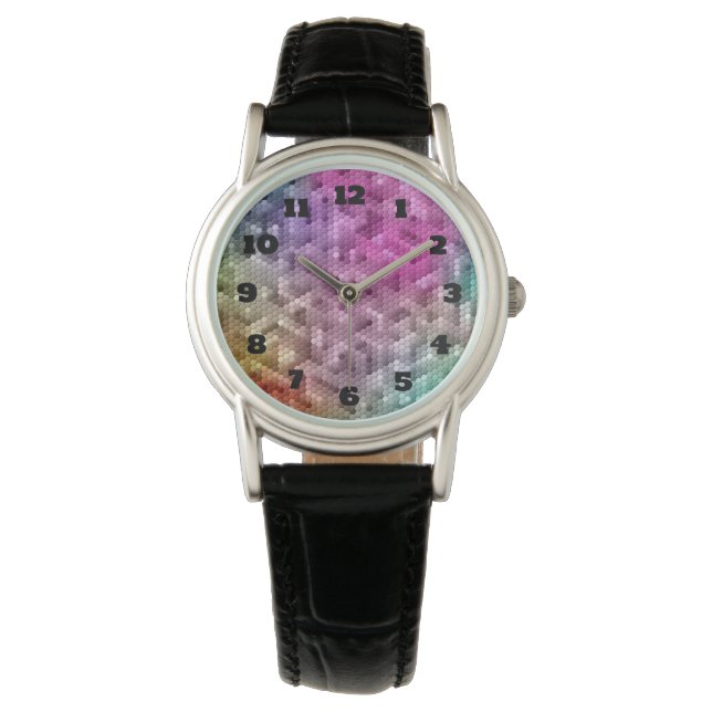 Cool Rainbow Colour Mosaic Watch (Front)