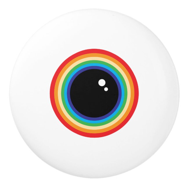 Cool Rainbow Eyeball Ceramic Knob (Front)
