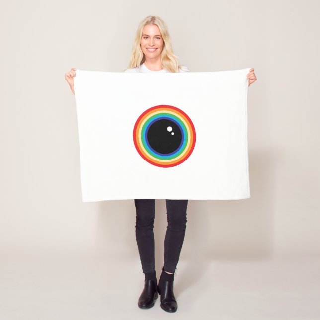 Cool Rainbow Eyeball Fleece Blanket (In Situ)
