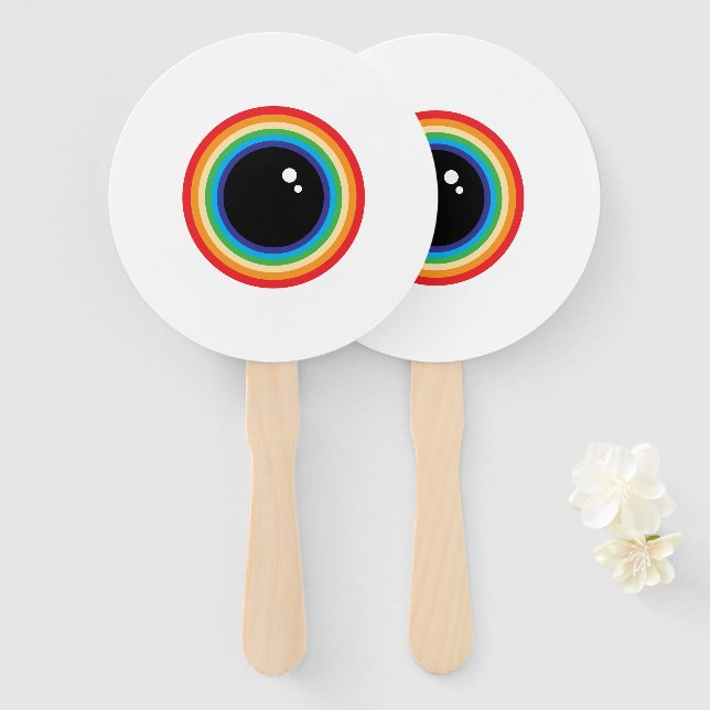 Cool Rainbow Eyeball Hand Fan (Front and Back)