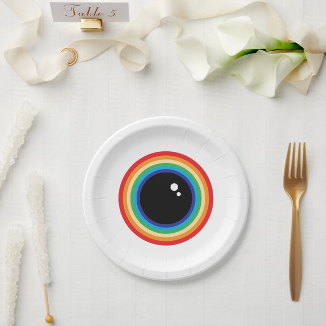 Cool Rainbow Eyeball Paper Plate (Wedding)