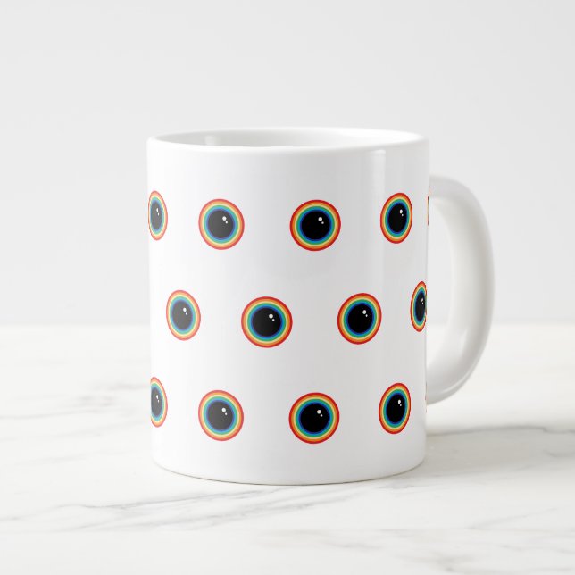 Cool Rainbow Eyes Large Coffee Mug (Front Right)