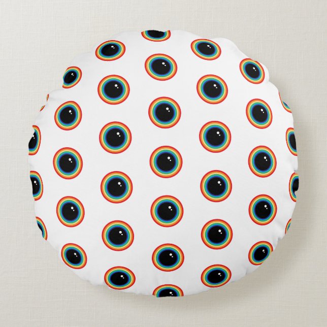 Cool Rainbow Eyes Round Pillow (Front)