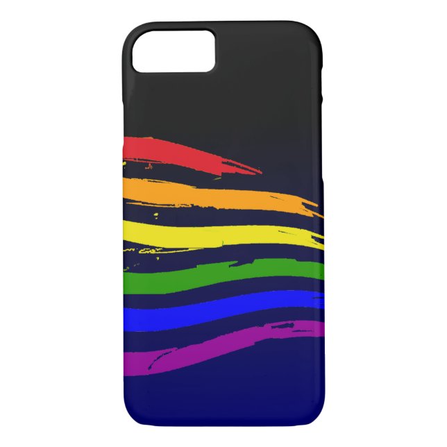 Cool Rainbow Flag Fade To Blue gradient Gay Pride Case-Mate iPhone Case (Back)