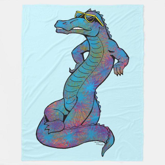 Cool Rainbow Gator Fleece Blanket (Front)