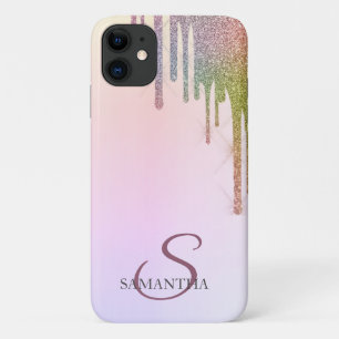 Cool Rainbow Glitter Drips Ombre iPhone 11 Case