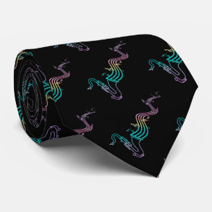 Cool Rainbow Saxophone Black Music Tie