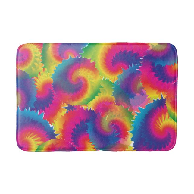Cool Rainbow Tie Dye Pattern Bath Mat (Front)