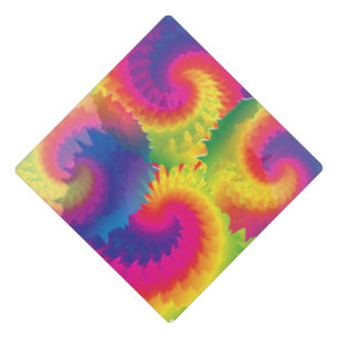 Cool Rainbow Tie Dye Pattern Graduation Cap Topper