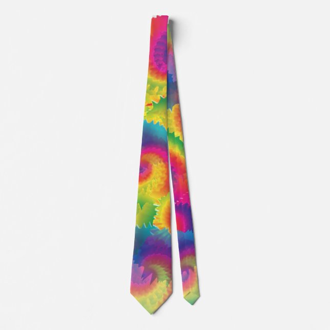 Cool Rainbow Tie Dye Pattern Tie (Front)