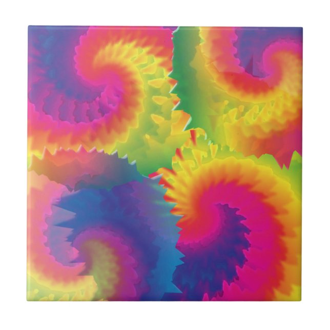 Cool Rainbow Tie Dye Pattern Tile (Front)