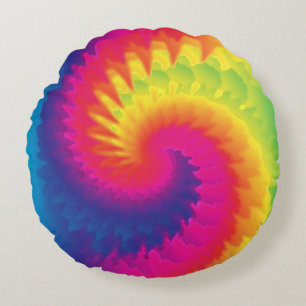 Cool Rainbow Tie Dye Round Pillow