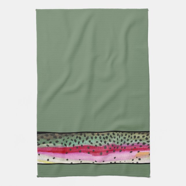 Cool Rainbow Trout Skin Fisherman's Kitchen Towel (Vertical)
