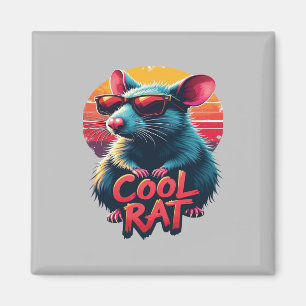Cool Rat with Sunglasses Retro Sunset Design Magnet